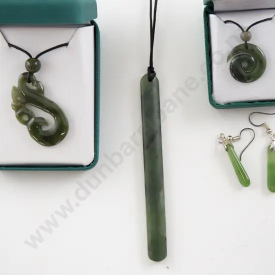 Greenstone Drop Pendant wit pair drop pendant earrings
