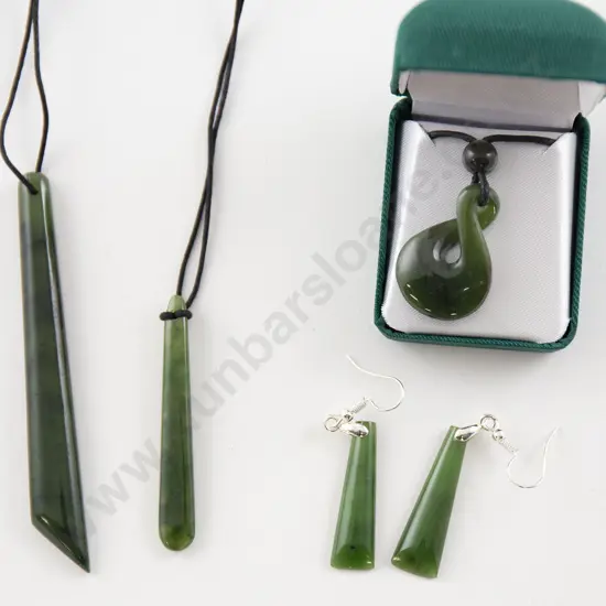 Two Greenstone Drop Pendants