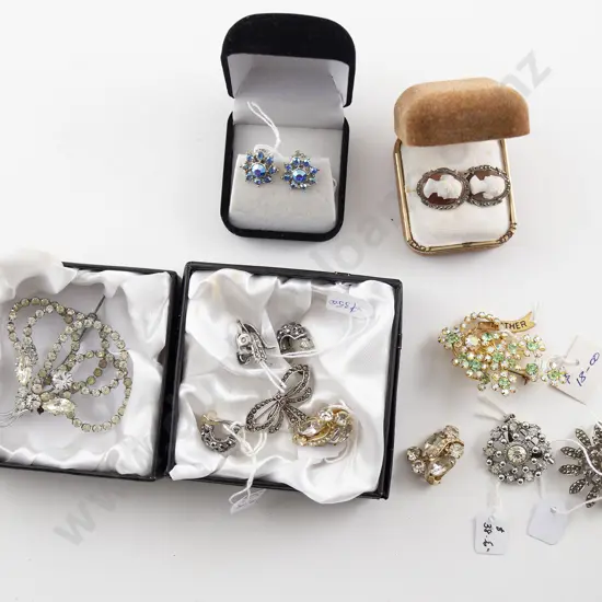 Collection of Vintage Diamante and Marcasite Jewellery