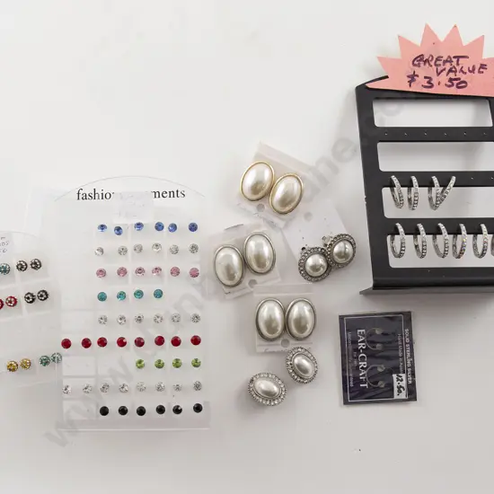 Collection of Various Mainly Pierced Crystal Stud Earrings