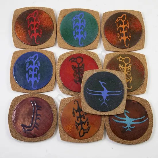 Collection NZ Made Enamel on Copper Coasters (10)