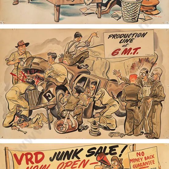 Set of Three Military Cartoons
