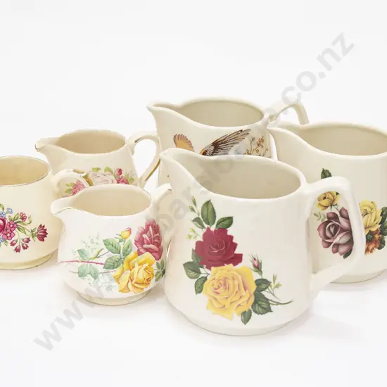 Six Assorted Crown Lynn Jugs (some a/f)