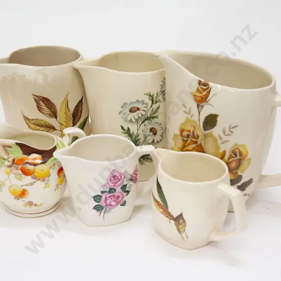Six Assorted Crown Lynn Jugs (some a/f)