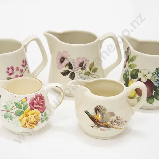 Five Assorted Crown Lynn Jugs
