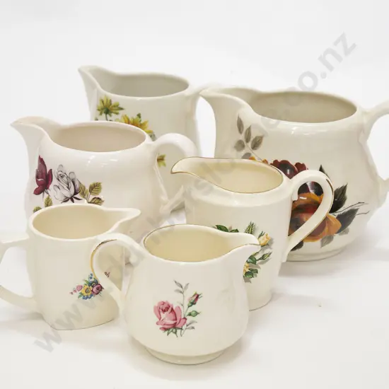 Six Assorted Crown Lynn Jugs