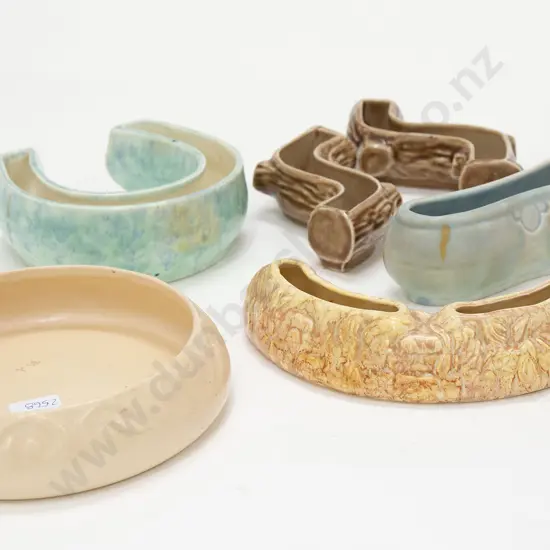 Six Assorted Small Trough Vases including Wade