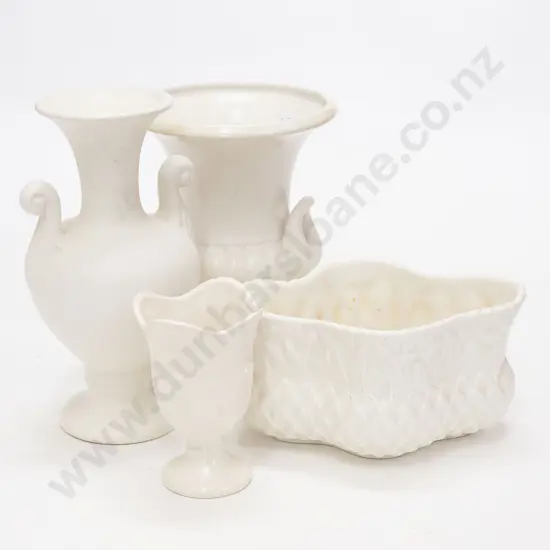 Four Assorted White Glazed Vases including Sylvac