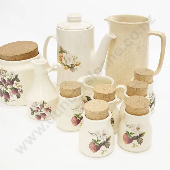 Box of Strawberry Decorated NZ Ceramics