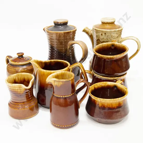 Box of NZ Pottery including Coffee and Teapots etc