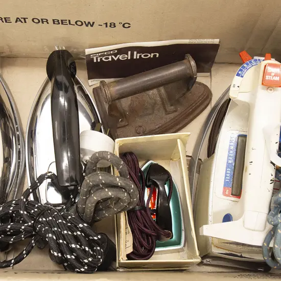 Small Box of Assorted Vintage Irons