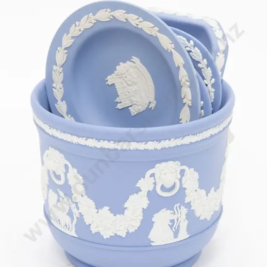 Six Pieces of Assorted Blue and White Wedgwood Jasperware