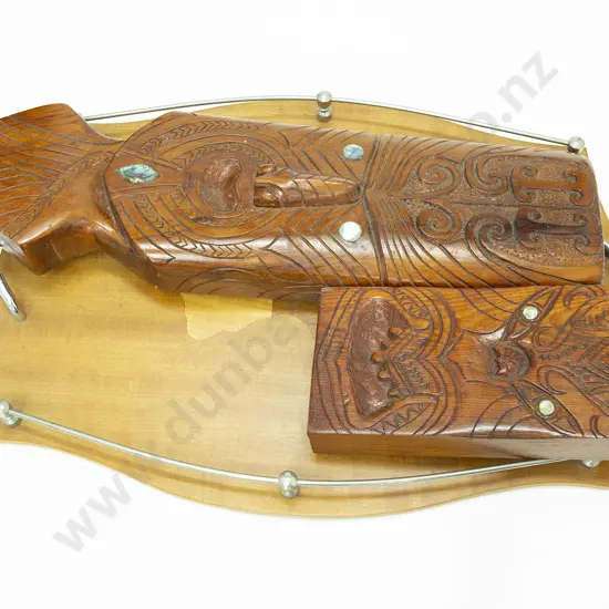 Two Modern Maori Carvings and Australian Souvenir Tray