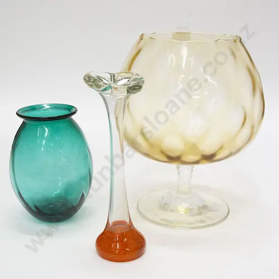 Three Glass Vases including Rose Bowl