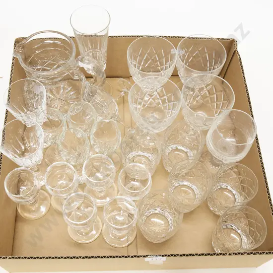 Crystal Jug and Assorted Glassware