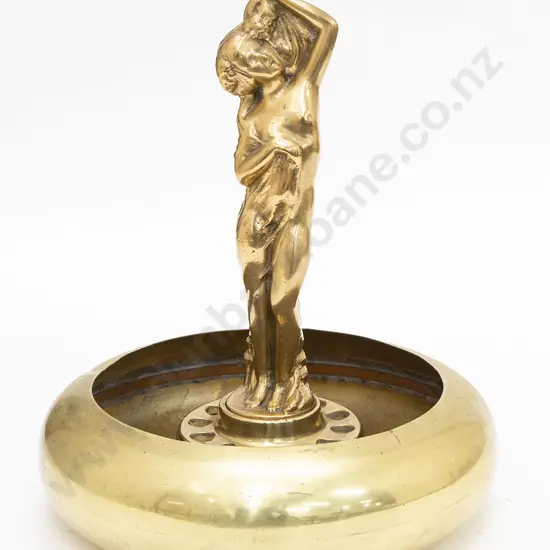 Brass Bowl With Naked Figured Frog