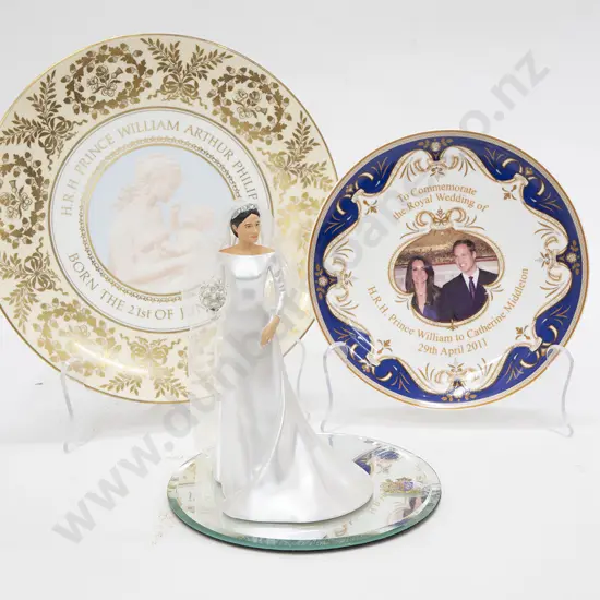 Two Royal Commemorative Plates and Royal Wedding Model