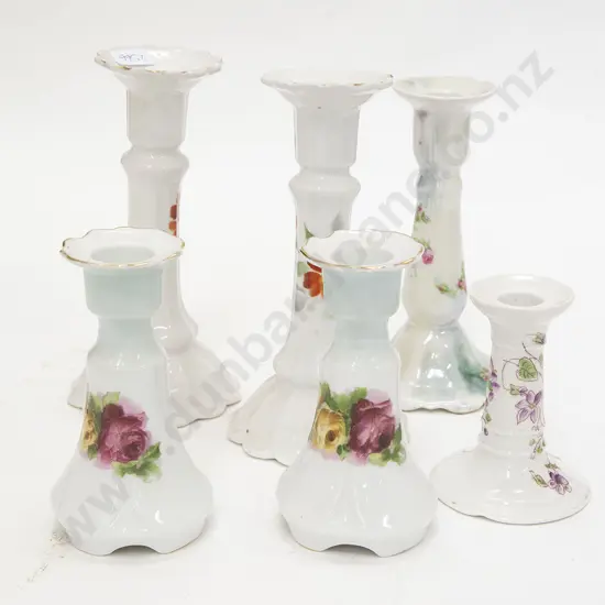Six Victorian Dressing Table Candlesticks