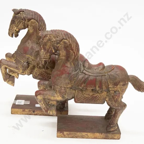 Pair of Wooden Tang Style Horses
