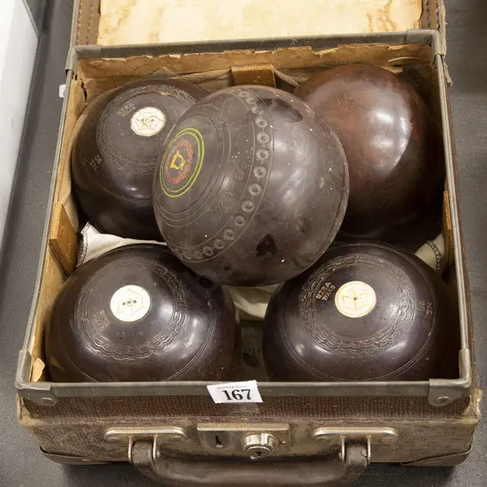 Set of Vintage Lawn Bowls and Other Single