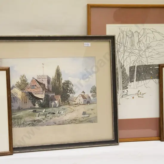 Three Rose Florence ltd ed etchings & other watercolour (3)