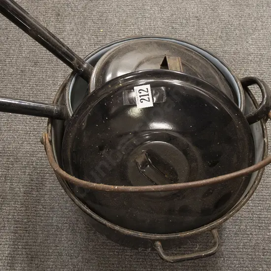 Colonial Enamel Cooking Pots and Jam Pan