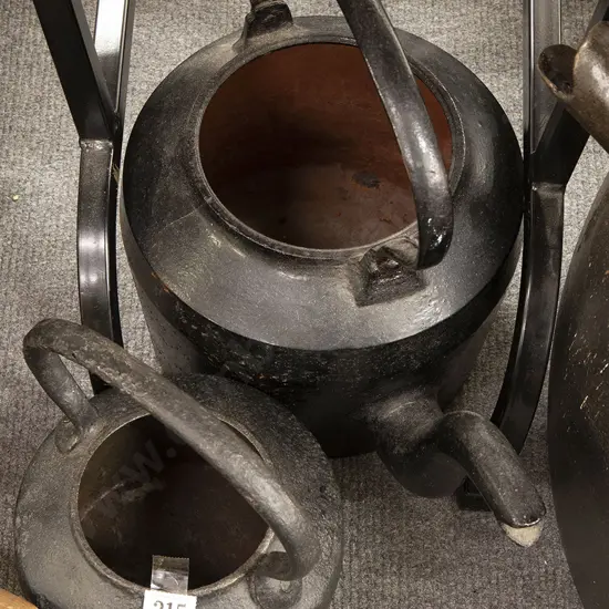 Two Colonial Cast Iron Coal Range Kettles (missing lids)