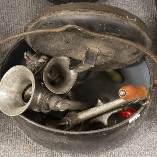 Colonial Enamel Cooking Pot and Three Mincers