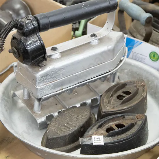 Three Coal Range Irons and Large Commercial Aluminium Iron