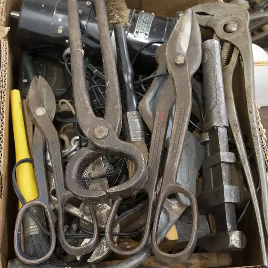 Carton of Vintage Wire Scissors and Pincers etc