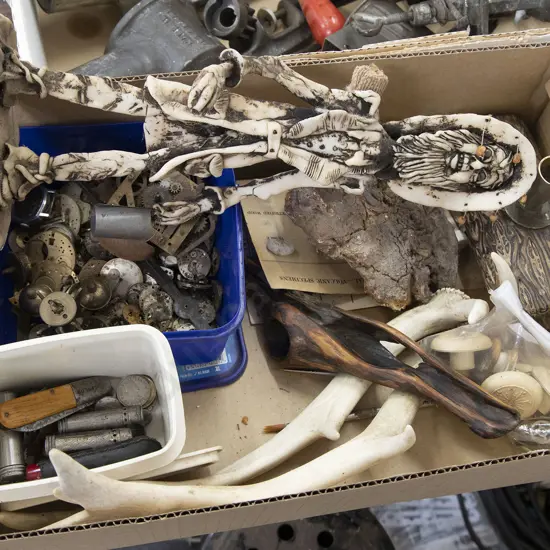 Carton of Assorted Clock Parts etc