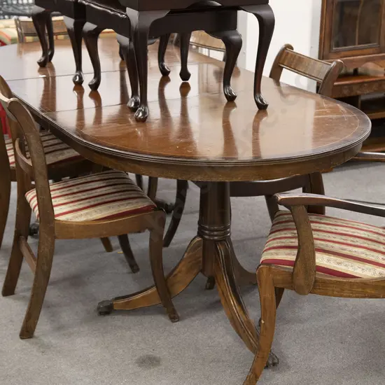 Mahogany Single Extension Dining Table and Six Chairs