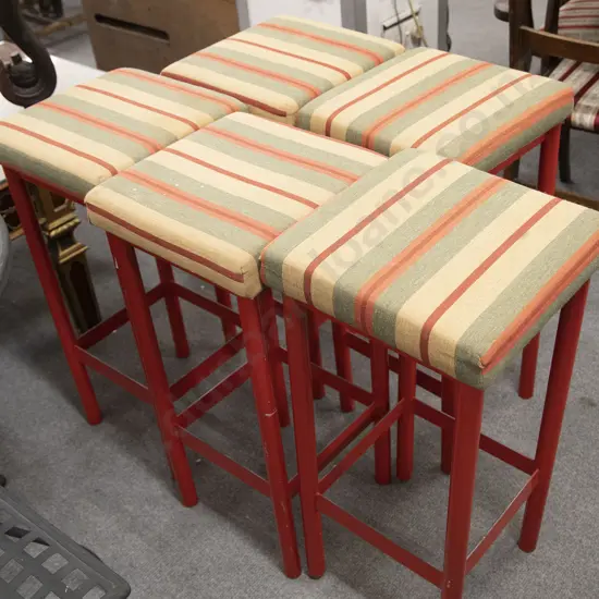 Five Upholstered Aluminium Bar Stools