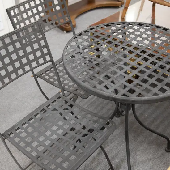 Metal Outdoor Patio Table and Two Chairs