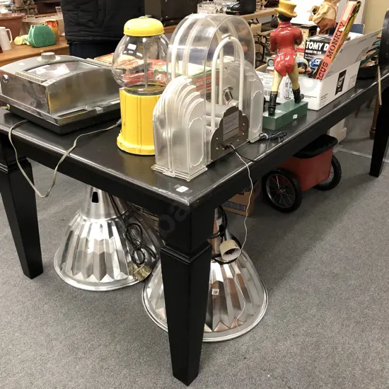 Ebonised Single Plank Dining Table Seating Eight