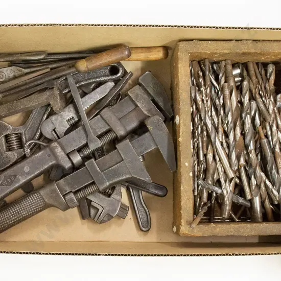 Assortment Hand Held Steel Tools and drill bits
