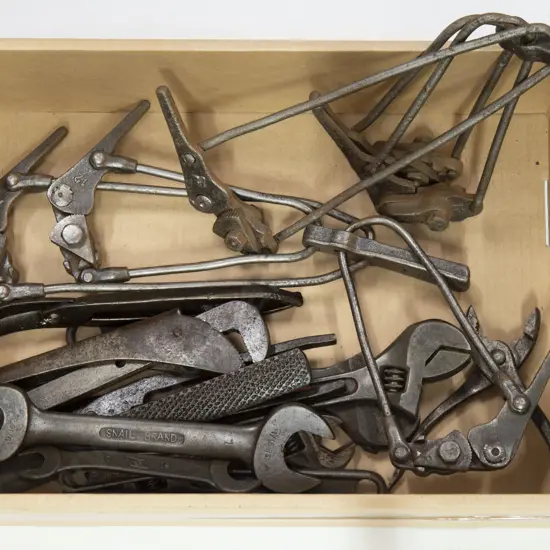 Assortment Steel Hand Tools and Wire Strainers