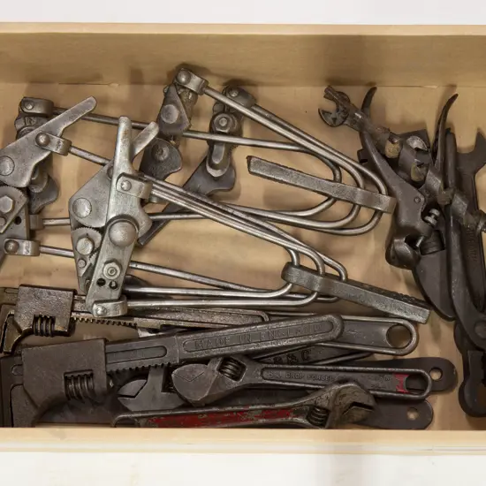 Assortment Steel Hand Tools and Wire Strainers