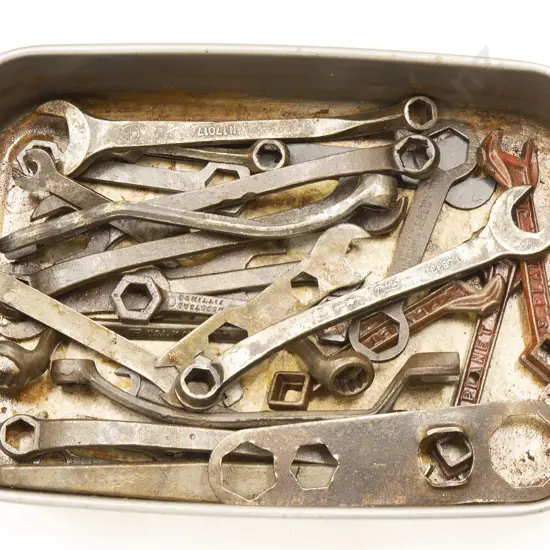 Assorted Steel Hand Tools Mainly Ring Spanners