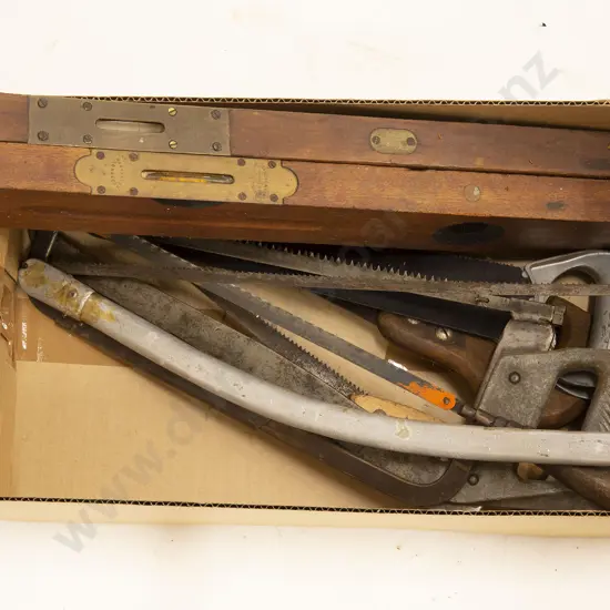 Two Spirit Levels and Assorted Hand Saws
