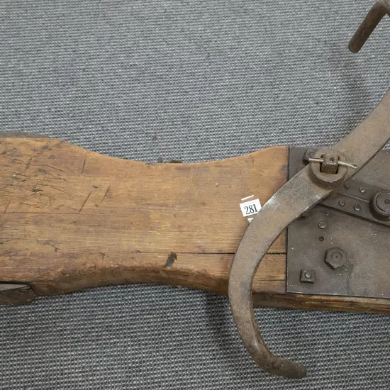 Small Vintage Wooden and Steel Stump Remover