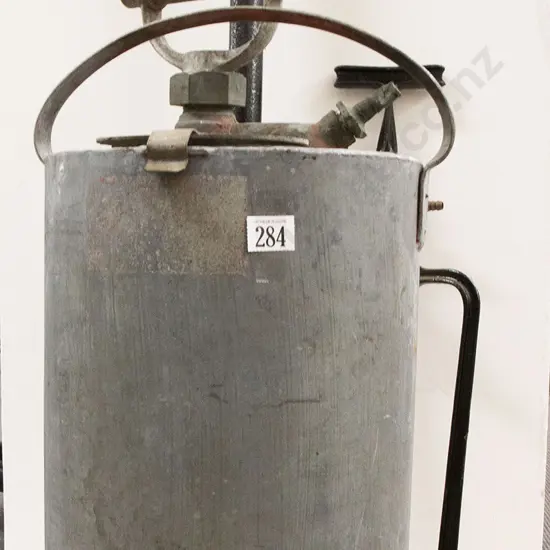 Large Galvanised Hand Held Tank with Tap and Pump
