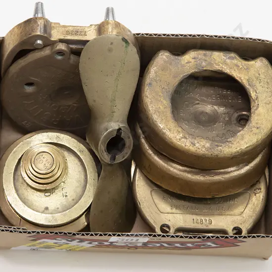 Three Brass Fire Hose Caps