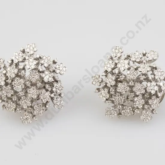 Pair Pasquale Bruni (Italy) 18ct White Gold Diamond Cluster Earrings