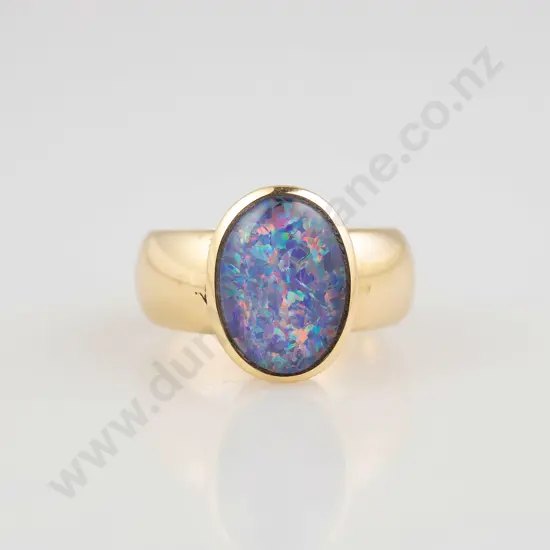 18ct Single Opal Triplex Dress Ring