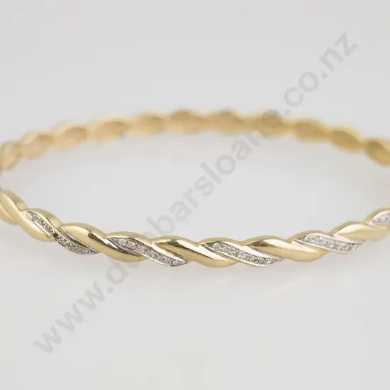 9ct 35stone DIamond Hinged Snap Bangle