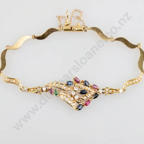 18ct 17stone Multi-Gem Fancy Bracelet