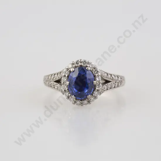 18ct White Gold Sapphire and Diamond Cluster Ring