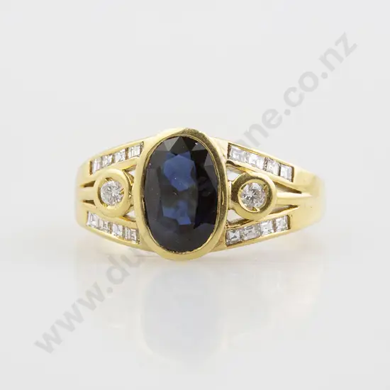 18ct 19stone Sapphire and Diamond Ring