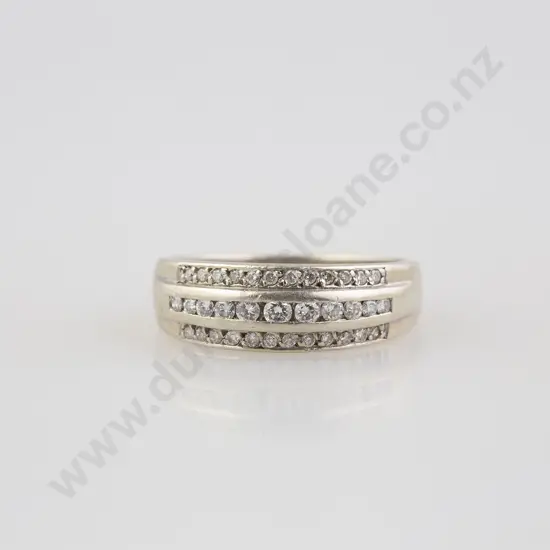 9ct White Gold 35stone Diamond Band Ring